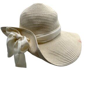 Giani Bernini Ivory Adjustable Sun Hat With Ribbon